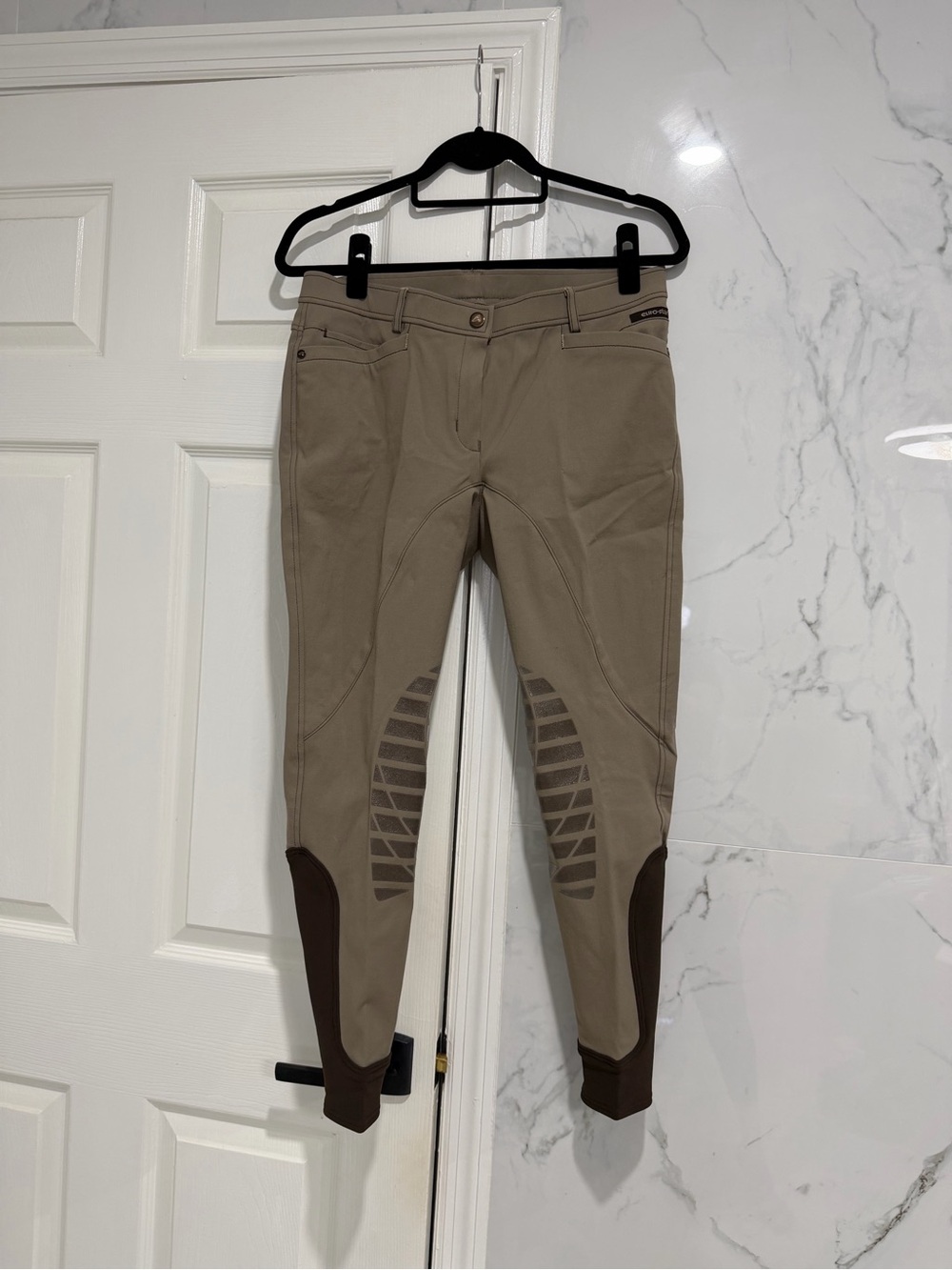 Euro-Star women’s Beige Riding Breeches size 12 with Brown Trim